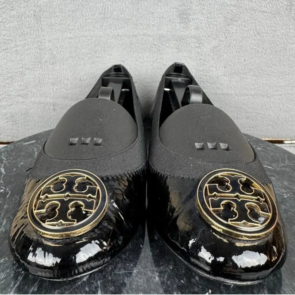 Tory Burch Caroline Black Patent‎ Leather Flat Ballet Shoes Women’s Size 6.5M US